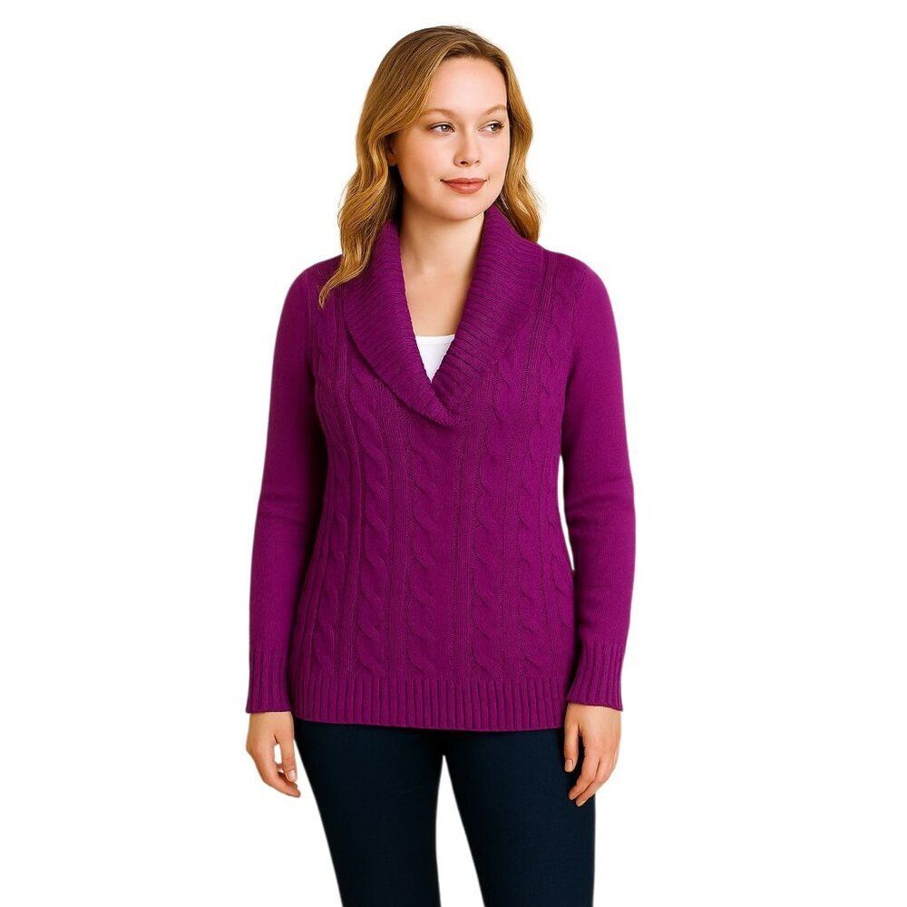 Style & Co Sweater Shirt TOP Purple Cowl V Neck Women's WOMAN'S Medium